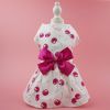 Summer Dog Dress; Pet Clothes With Bow Floral Pattern; Dog Skirt For Small & Medium Dogs - Dark Pink - L