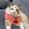 Small Dog Cat Cute Cherry Bibs Scarf Pet Bandana Neckerchief Accessories, Red - Default